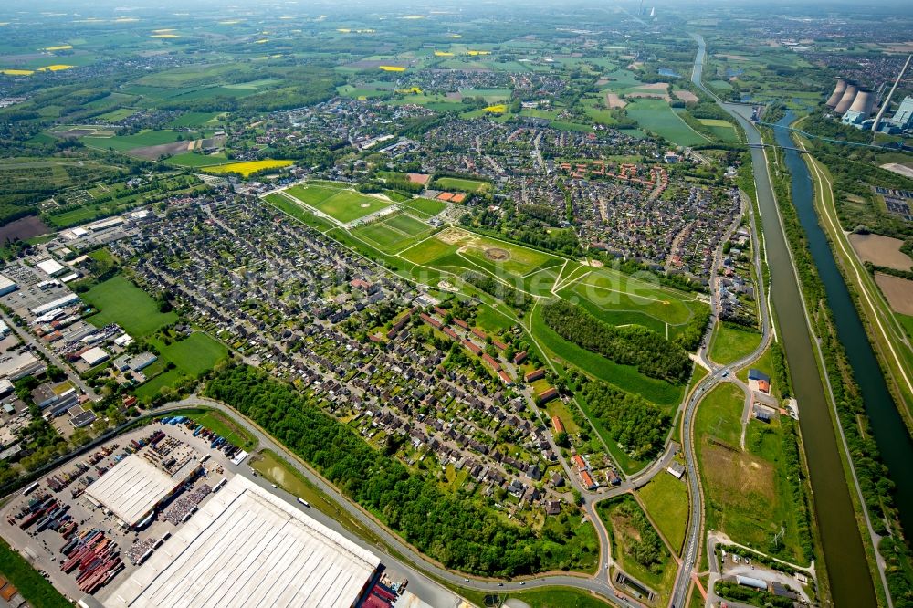 Luftaufnahme Hamm - Wohngebiet einer Einfamilienhaus- Siedlung in Hamm im Bundesland Nordrhein-Westfalen