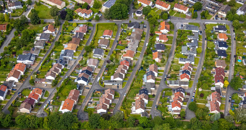 Hiddingsen von oben - Wohngebiet einer Einfamilienhaus- Siedlung in Hiddingsen im Bundesland Nordrhein-Westfalen, Deutschland