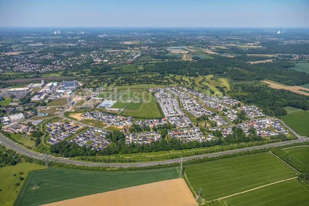 Dortmund von oben - Wohngebiet einer Einfamilienhaus- Siedlung Hohenbuschei am Elisabeth-Selbert-Bogen im Ortsteil Brackel in Dortmund im Bundesland Nordrhein-Westfalen, Deutschland