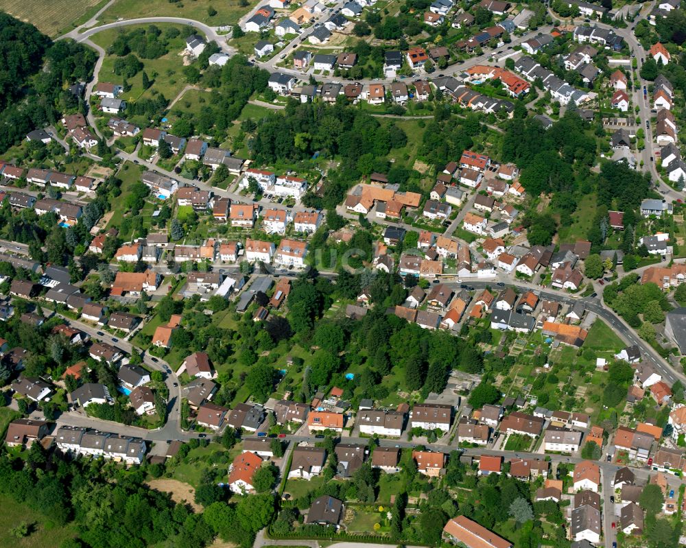 Luftbild Hohenwettersbach - Wohngebiet einer Einfamilienhaus- Siedlung in Hohenwettersbach im Bundesland Baden-Württemberg, Deutschland