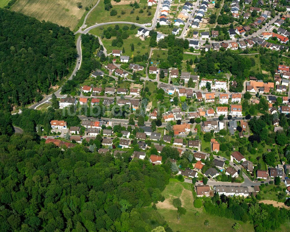 Luftaufnahme Hohenwettersbach - Wohngebiet einer Einfamilienhaus- Siedlung in Hohenwettersbach im Bundesland Baden-Württemberg, Deutschland