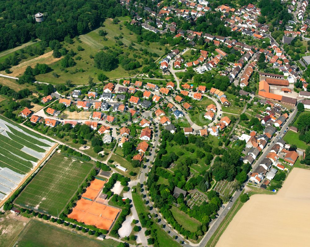 Luftbild Hohenwettersbach - Wohngebiet einer Einfamilienhaus- Siedlung in Hohenwettersbach im Bundesland Baden-Württemberg, Deutschland