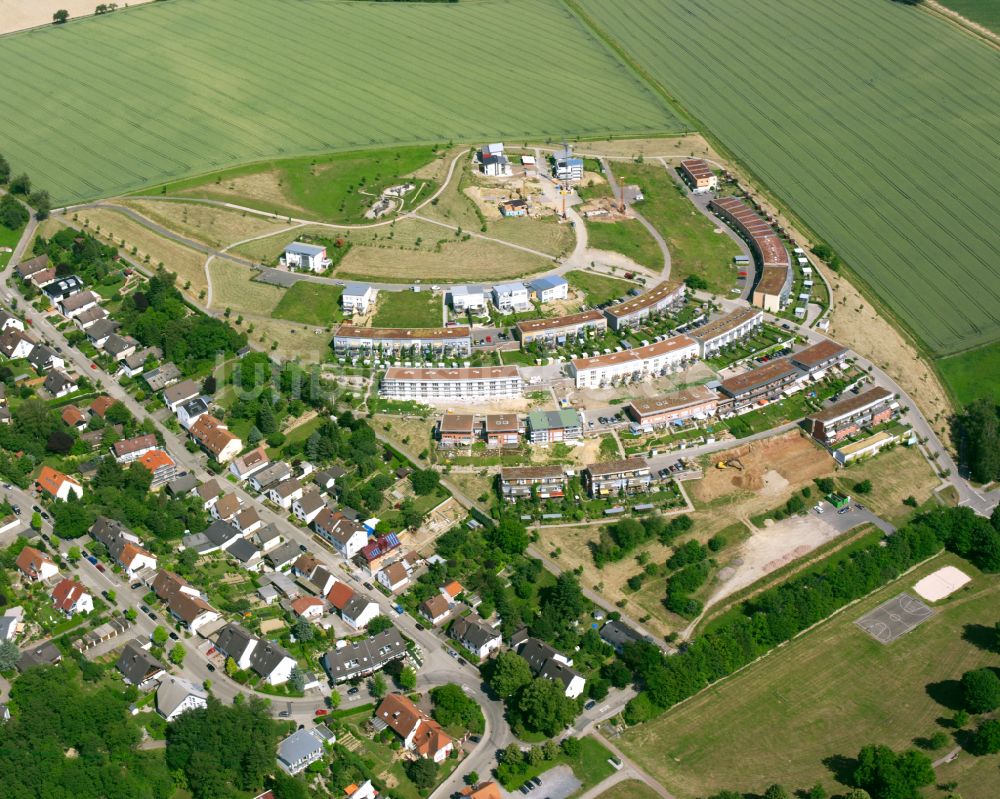 Luftaufnahme Hohenwettersbach - Wohngebiet einer Einfamilienhaus- Siedlung in Hohenwettersbach im Bundesland Baden-Württemberg, Deutschland