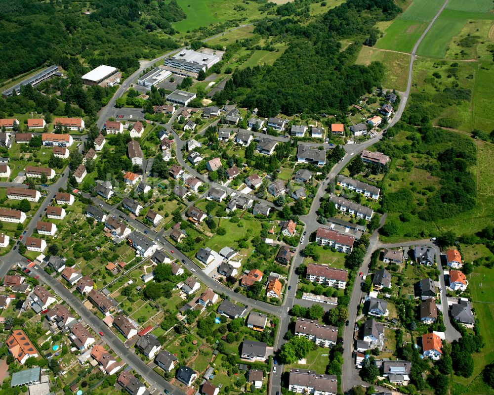 Hörbach aus der Vogelperspektive: Wohngebiet einer Einfamilienhaus- Siedlung in Hörbach im Bundesland Hessen, Deutschland