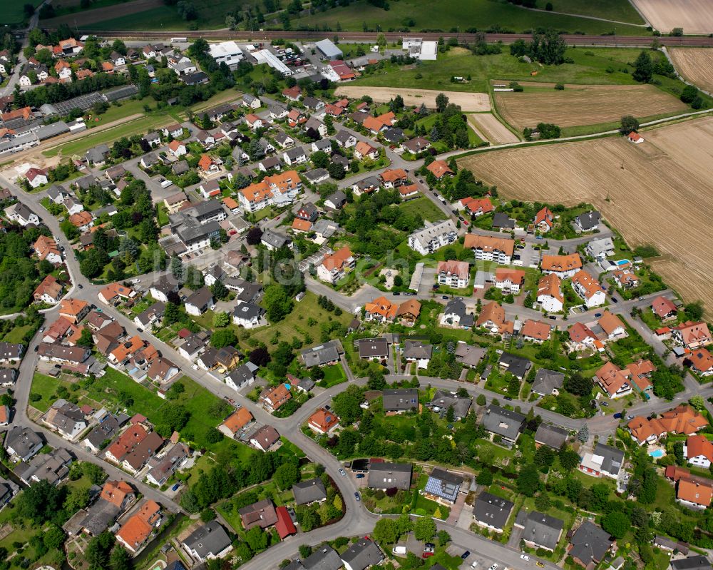 Luftaufnahme Kork - Wohngebiet einer Einfamilienhaus- Siedlung in Kork im Bundesland Baden-Württemberg, Deutschland