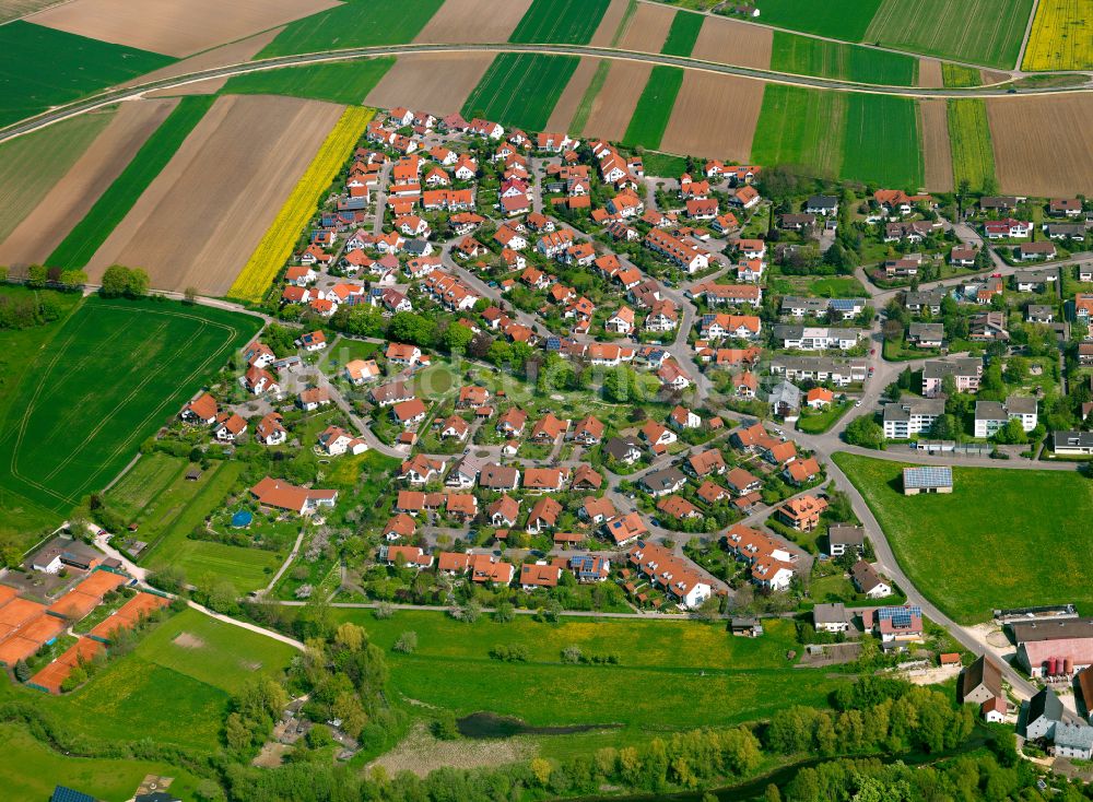 Langenau von oben - Wohngebiet einer Einfamilienhaus- Siedlung in Langenau im Bundesland Baden-Württemberg, Deutschland