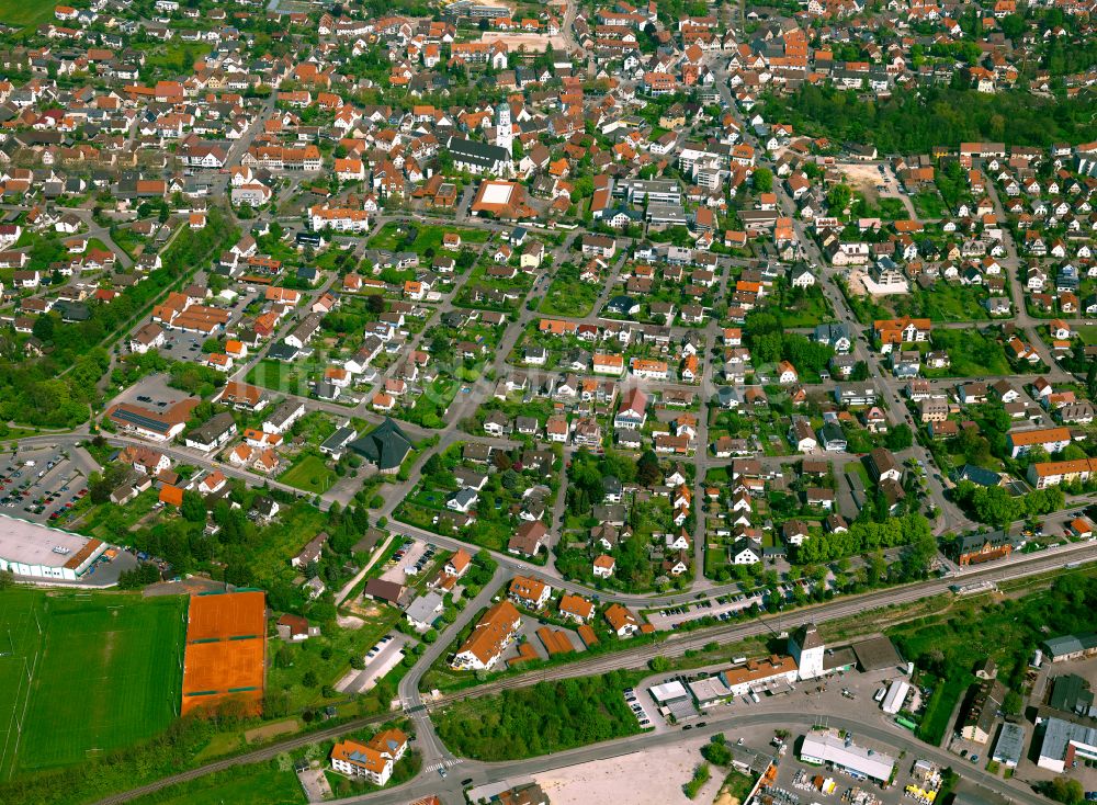 Luftbild Langenau - Wohngebiet einer Einfamilienhaus- Siedlung in Langenau im Bundesland Baden-Württemberg, Deutschland