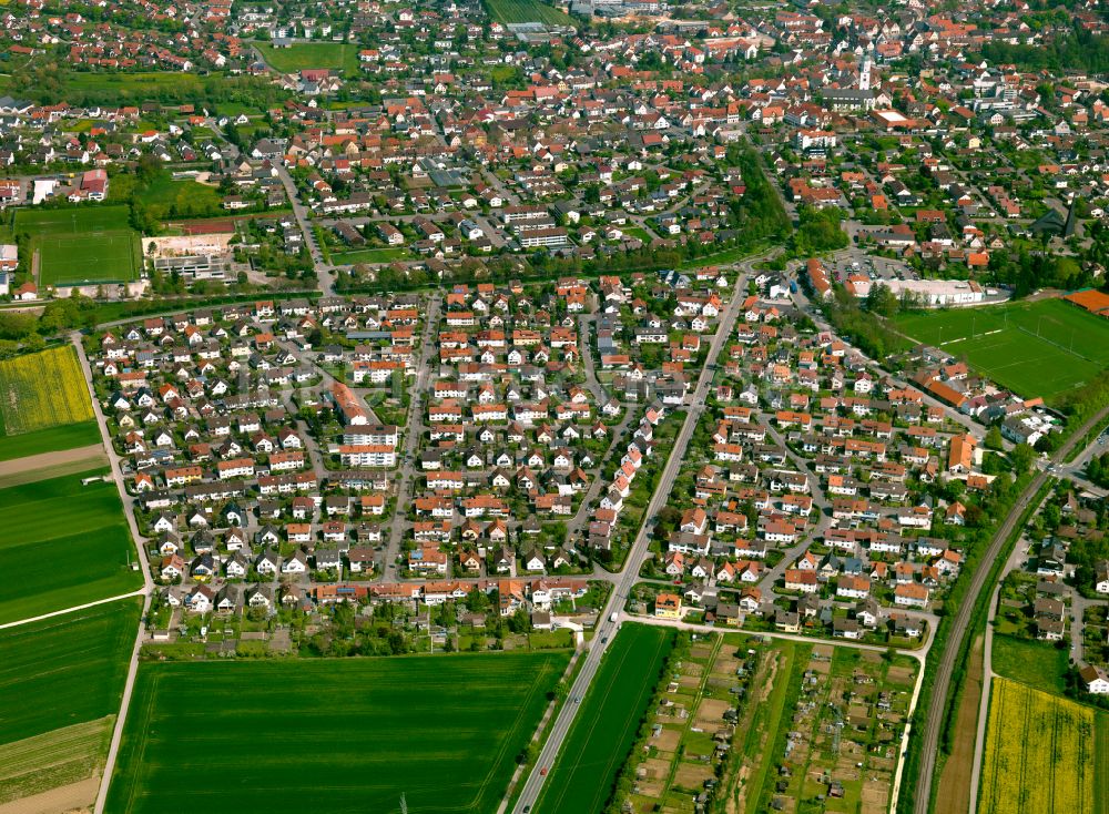 Luftbild Langenau - Wohngebiet einer Einfamilienhaus- Siedlung in Langenau im Bundesland Baden-Württemberg, Deutschland