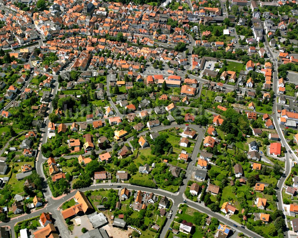 Lauterbach (Hessen) aus der Vogelperspektive: Wohngebiet einer Einfamilienhaus- Siedlung in Lauterbach (Hessen) im Bundesland Hessen, Deutschland