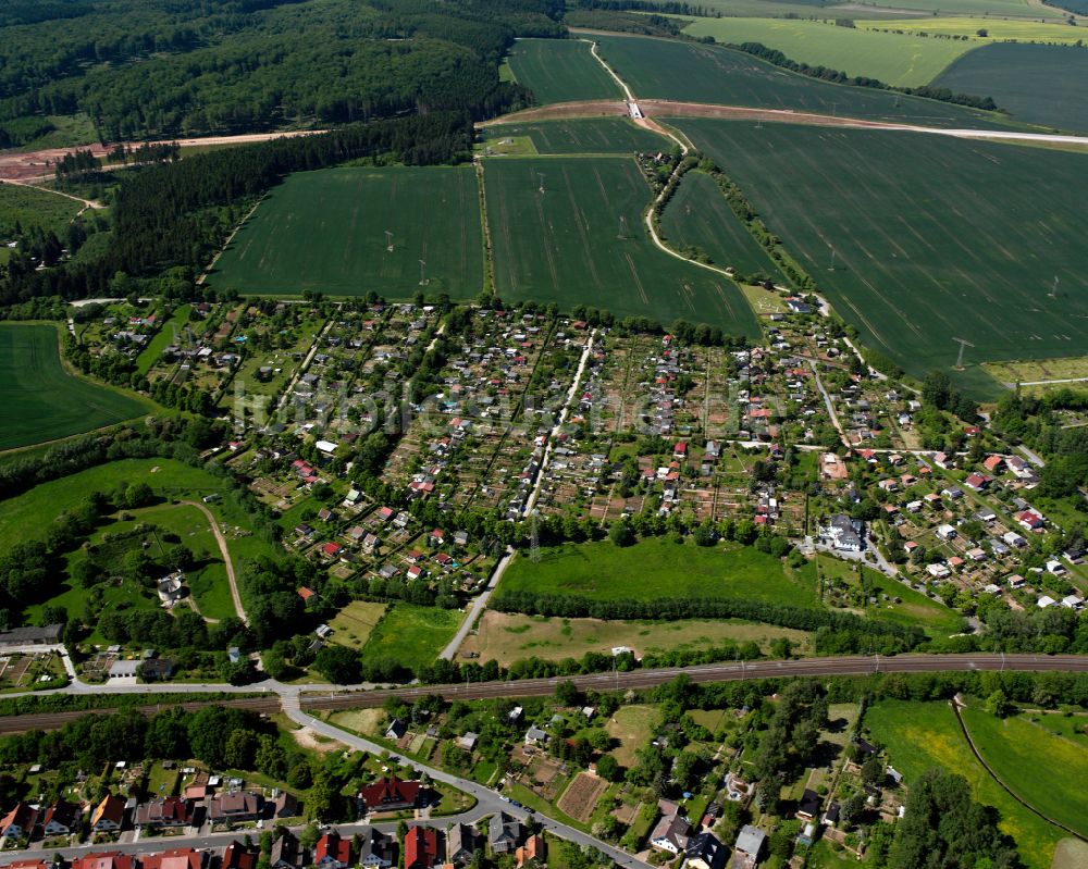 Luftaufnahme Leinefelde - Wohngebiet einer Einfamilienhaus- Siedlung in Leinefelde im Bundesland Thüringen, Deutschland