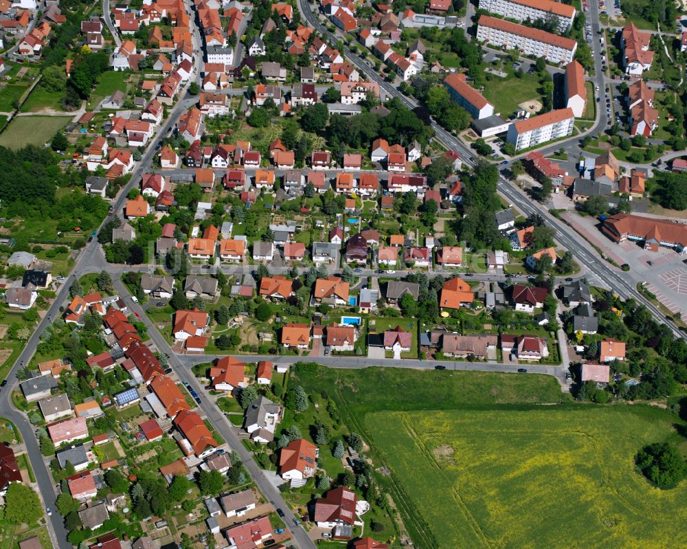 Leinefelde von oben - Wohngebiet einer Einfamilienhaus- Siedlung in Leinefelde im Bundesland Thüringen, Deutschland