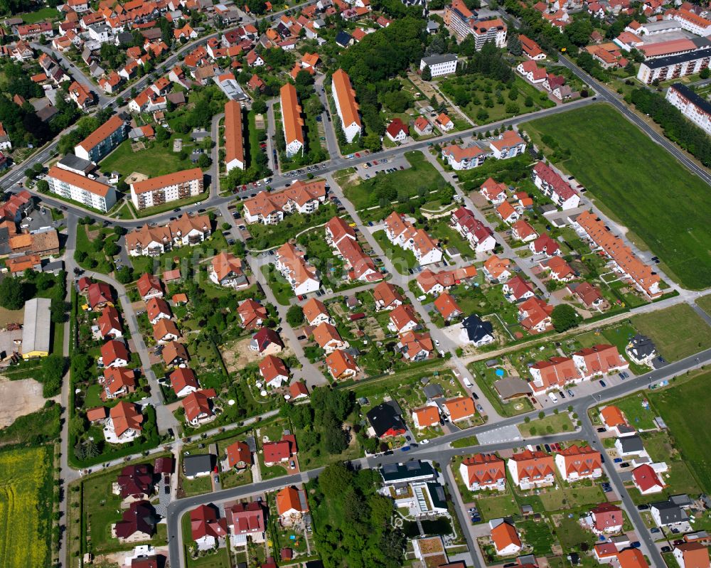 Leinefelde von oben - Wohngebiet einer Einfamilienhaus- Siedlung in Leinefelde im Bundesland Thüringen, Deutschland