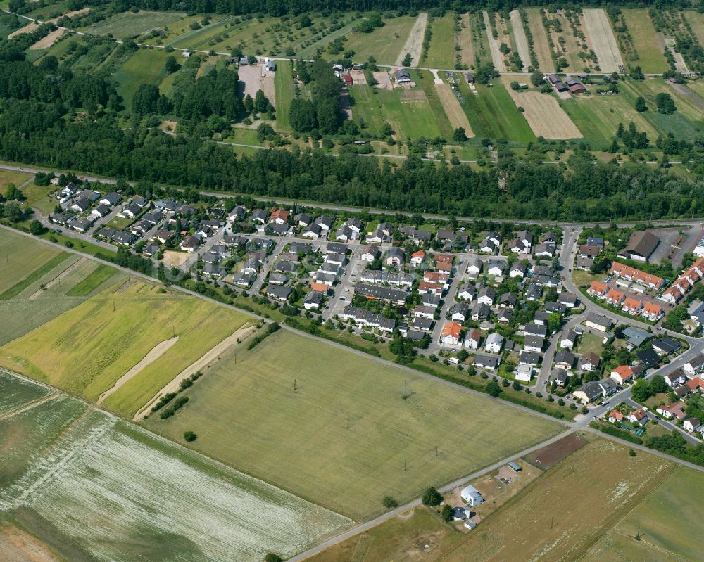 Luftaufnahme Linkenheim - Wohngebiet einer Einfamilienhaus- Siedlung in Linkenheim im Bundesland Baden-Württemberg, Deutschland