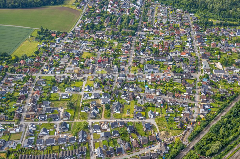 Lohauserholz von oben - Wohngebiet einer Einfamilienhaus- Siedlung in Lohauserholz im Bundesland Nordrhein-Westfalen, Deutschland