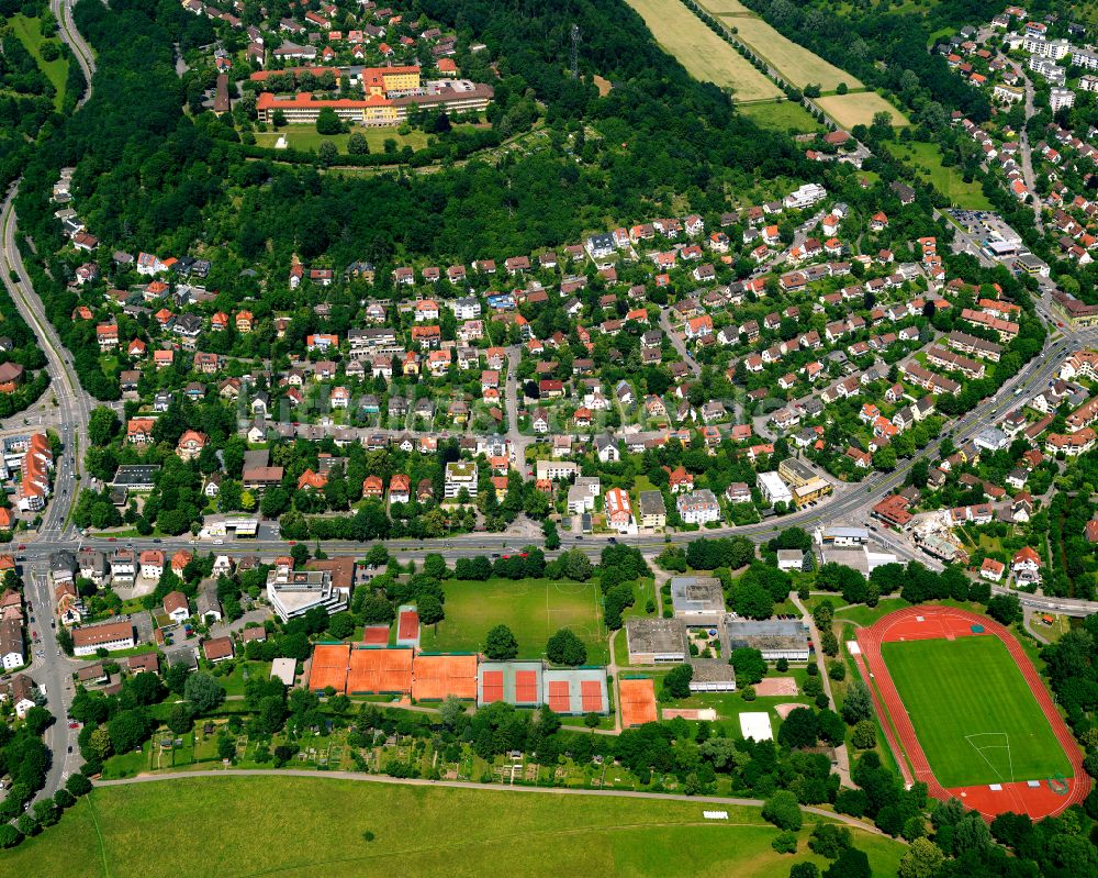 Lustnau von oben - Wohngebiet einer Einfamilienhaus- Siedlung in Lustnau im Bundesland Baden-Württemberg, Deutschland