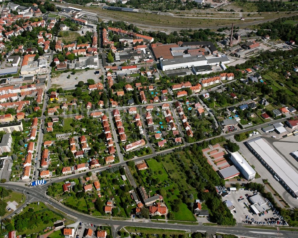 Mühlhausen/Thüringen von oben - Wohngebiet einer Einfamilienhaus- Siedlung in Mühlhausen im Bundesland Thüringen, Deutschland