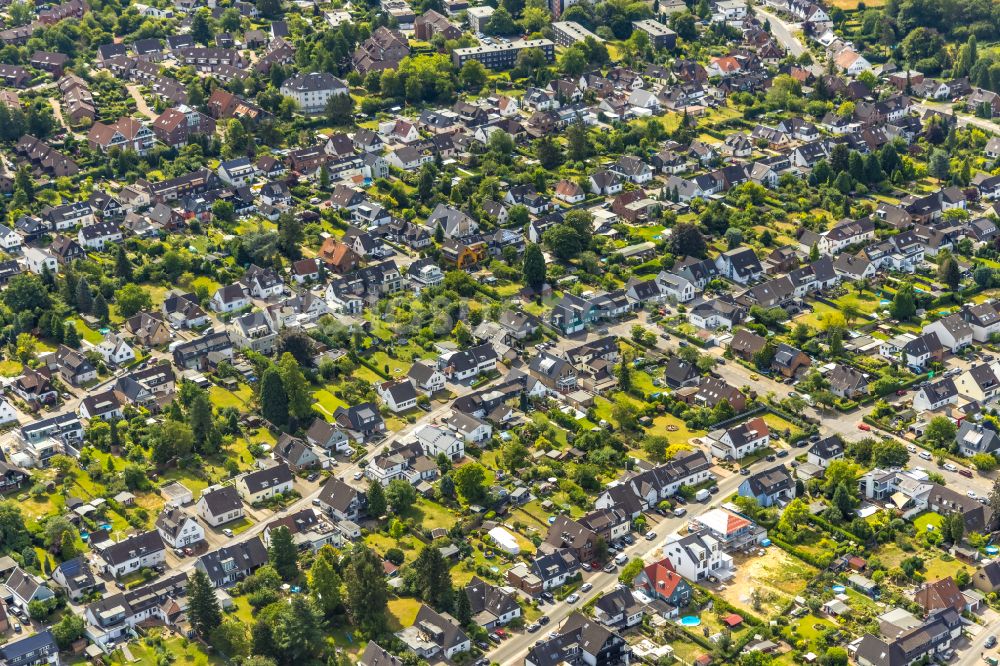 Mülheim an der Ruhr von oben - Wohngebiet einer Einfamilienhaus- Siedlung in Mülheim an der Ruhr im Bundesland Nordrhein-Westfalen, Deutschland