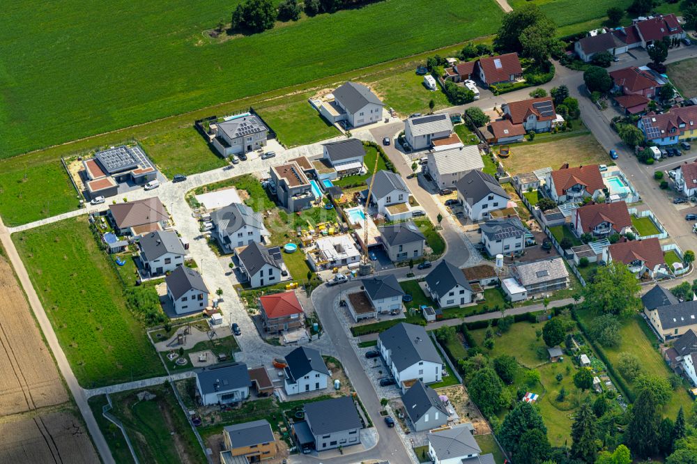 Mahlberg aus der Vogelperspektive: Wohngebiet einer Einfamilienhaus- Siedlung neu in Mahlberg im Bundesland Baden-Württemberg, Deutschland