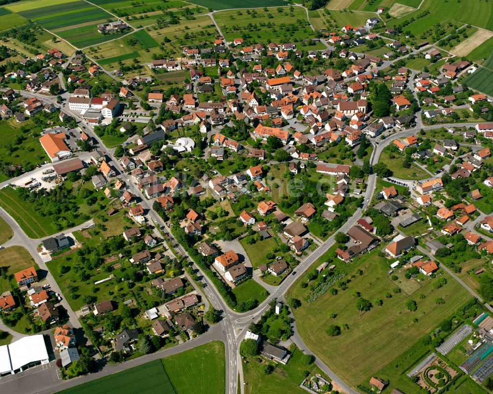 Luftaufnahme Oberhaugstett - Wohngebiet einer Einfamilienhaus- Siedlung in Oberhaugstett im Bundesland Baden-Württemberg, Deutschland