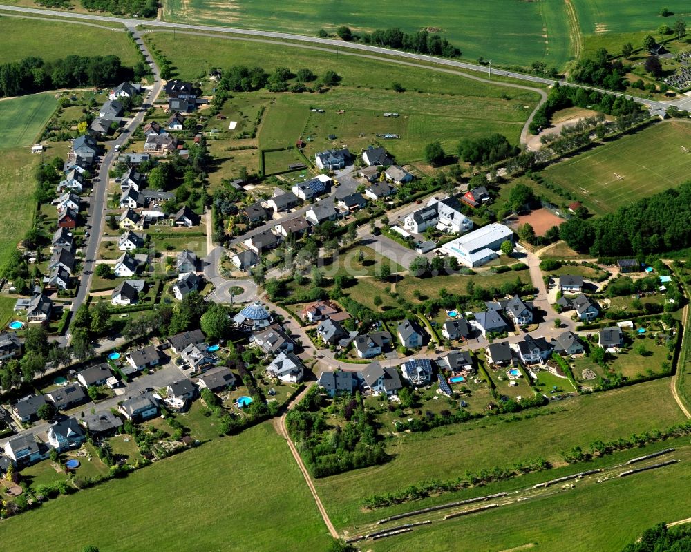 Oppenhausen, Boppard von oben - Wohngebiet einer Einfamilienhaus- Siedlung in Oppenhausen, Boppard im Bundesland Rheinland-Pfalz