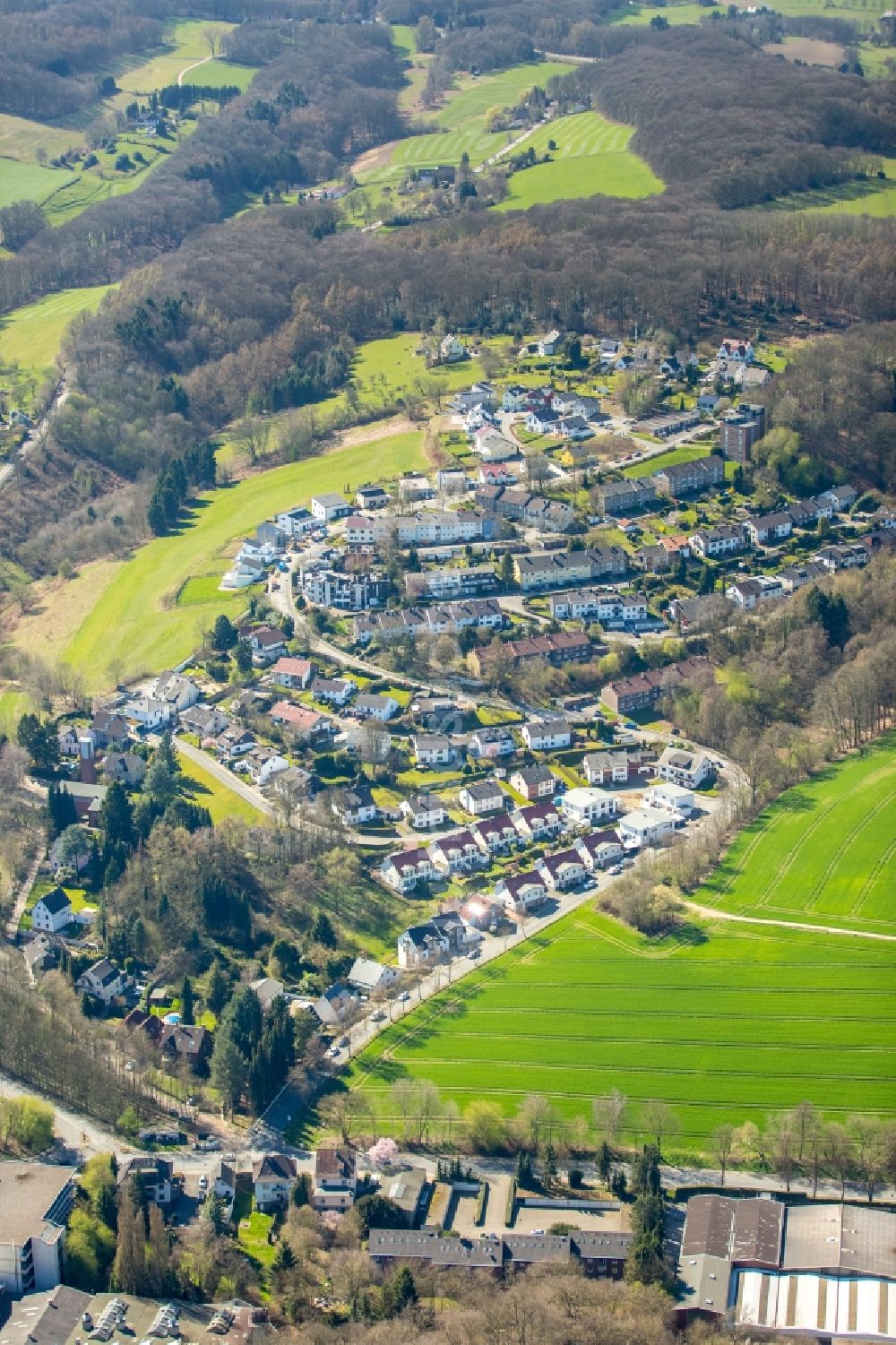 Luftbild Witten - Wohngebiet einer Einfamilienhaus- Siedlung im Ortsteil Buchholz in Witten im Bundesland Nordrhein-Westfalen, Deutschland