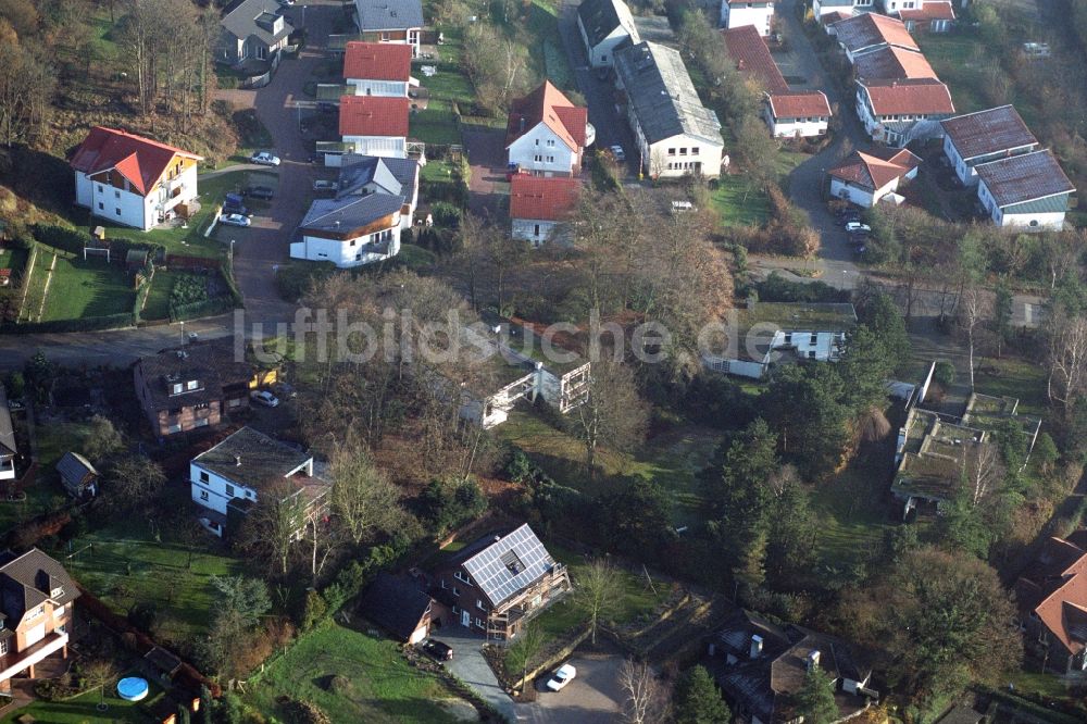 Ibbenbüren aus der Vogelperspektive: Wohngebiet einer Einfamilienhaus- Siedlung im Ortsteil Schafberg in Ibbenbüren im Bundesland Nordrhein-Westfalen, Deutschland