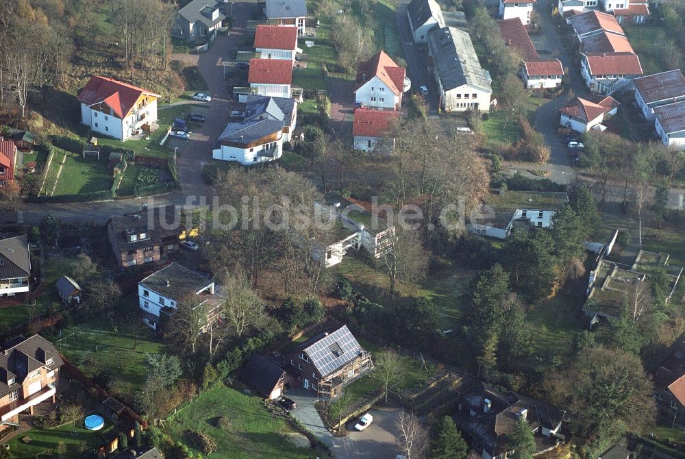 Luftaufnahme Ibbenbüren - Wohngebiet einer Einfamilienhaus- Siedlung im Ortsteil Schafberg in Ibbenbüren im Bundesland Nordrhein-Westfalen, Deutschland