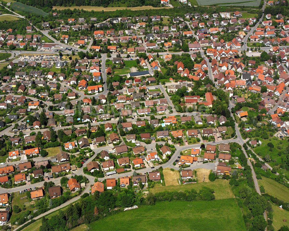 Luftaufnahme Ostelsheim - Wohngebiet einer Einfamilienhaus- Siedlung in Ostelsheim im Bundesland Baden-Württemberg, Deutschland