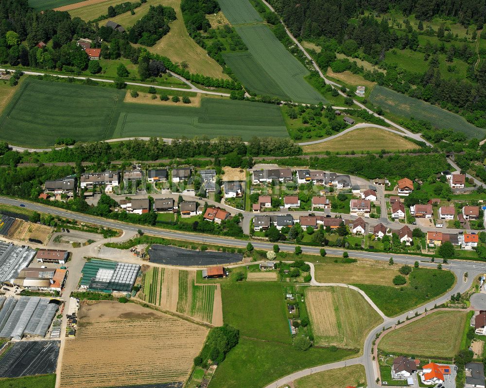 Ostelsheim von oben - Wohngebiet einer Einfamilienhaus- Siedlung in Ostelsheim im Bundesland Baden-Württemberg, Deutschland