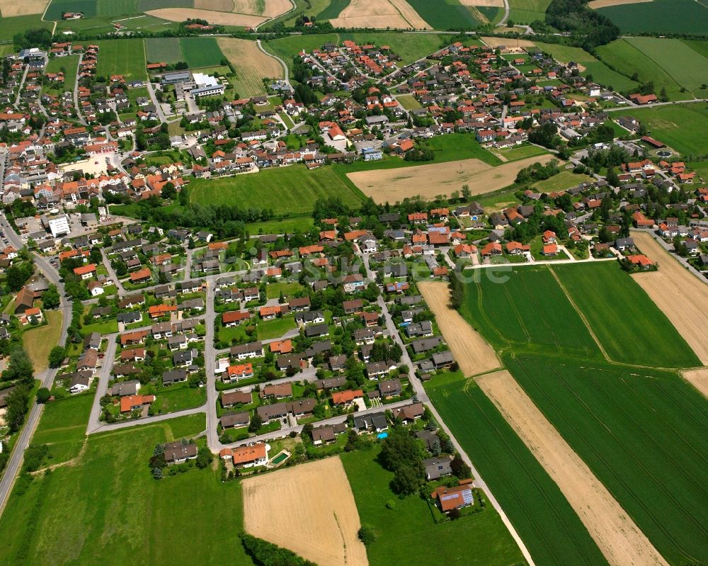 Panzing von oben - Wohngebiet einer Einfamilienhaus- Siedlung in Panzing im Bundesland Bayern, Deutschland