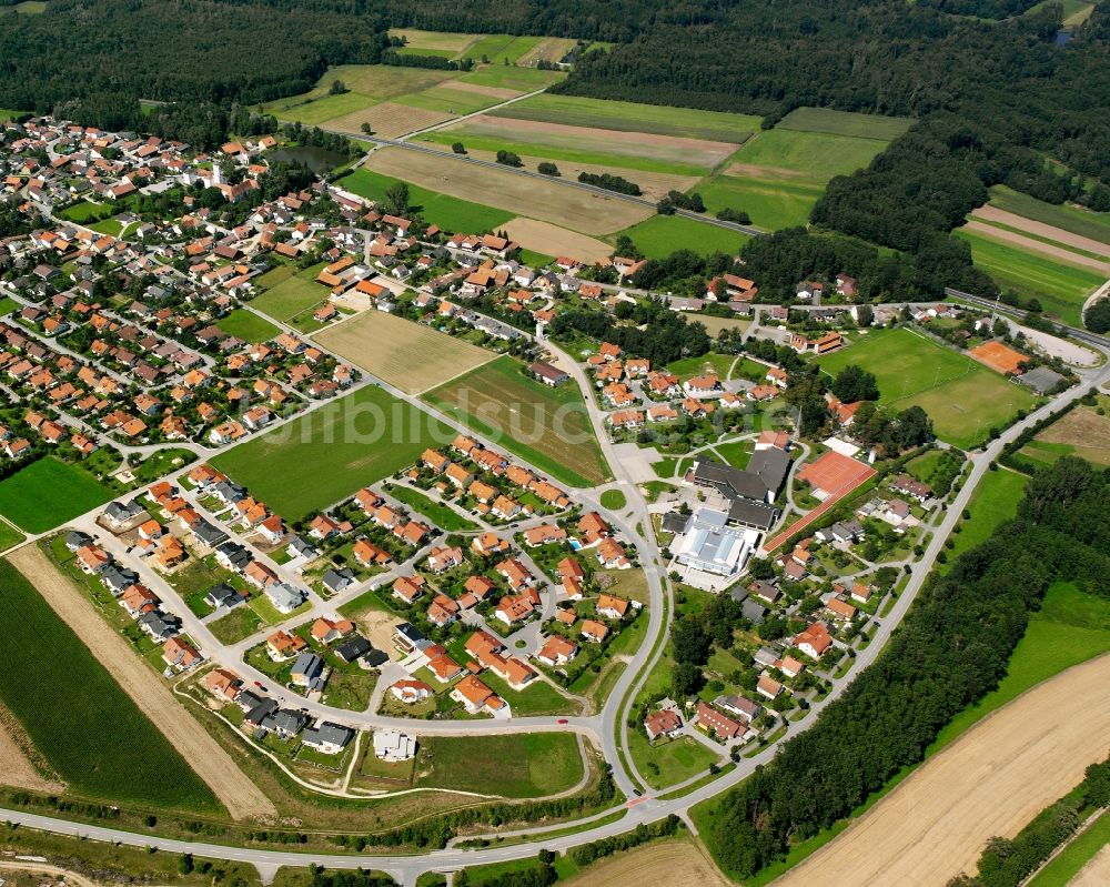 Luftaufnahme Rain - Wohngebiet einer Einfamilienhaus- Siedlung in Rain im Bundesland Bayern, Deutschland