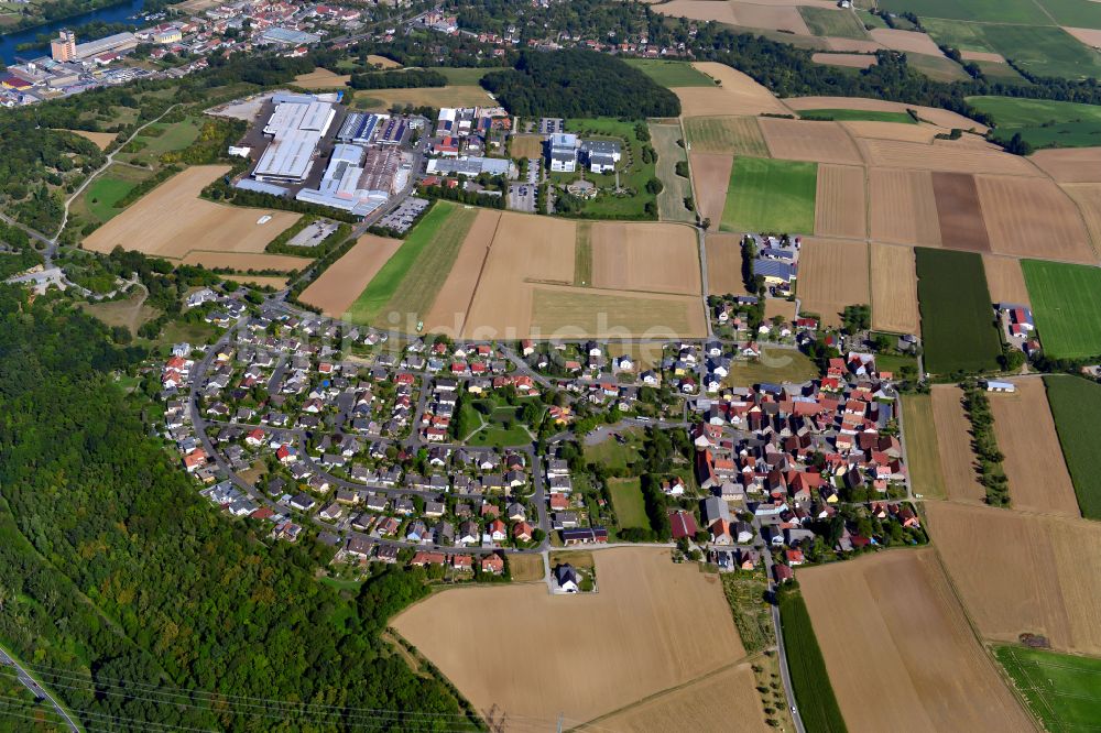 Luftaufnahme Hohestadt - Wohngebiet einer Einfamilienhaus- Siedlung am Rande von landwirtschaftlichen Feldern in Hohestadt im Bundesland Bayern, Deutschland