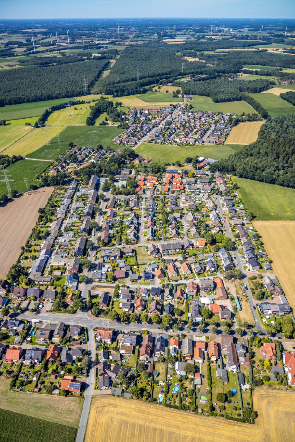 Rhade aus der Vogelperspektive: Wohngebiet einer Einfamilienhaus- Siedlung in Rhade im Bundesland Nordrhein-Westfalen, Deutschland