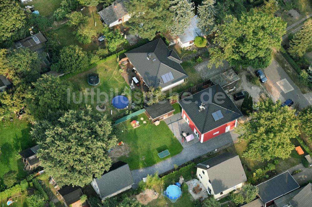 Fredersdorf-Vogelsdorf von oben - Wohngebiet einer Einfamilienhaus- Siedlung Richard-Wagner-Straße in Fredersdorf-Vogelsdorf im Bundesland Brandenburg