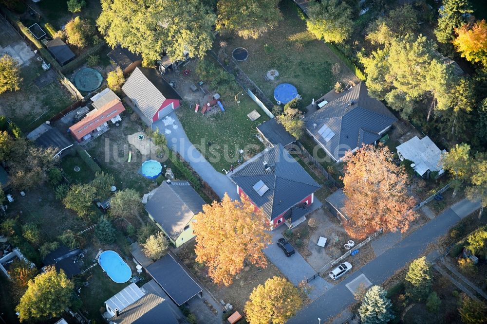 Luftbild Fredersdorf-Vogelsdorf - Wohngebiet einer Einfamilienhaus- Siedlung Richard-Wagner-Straße in Fredersdorf-Vogelsdorf im Bundesland Brandenburg