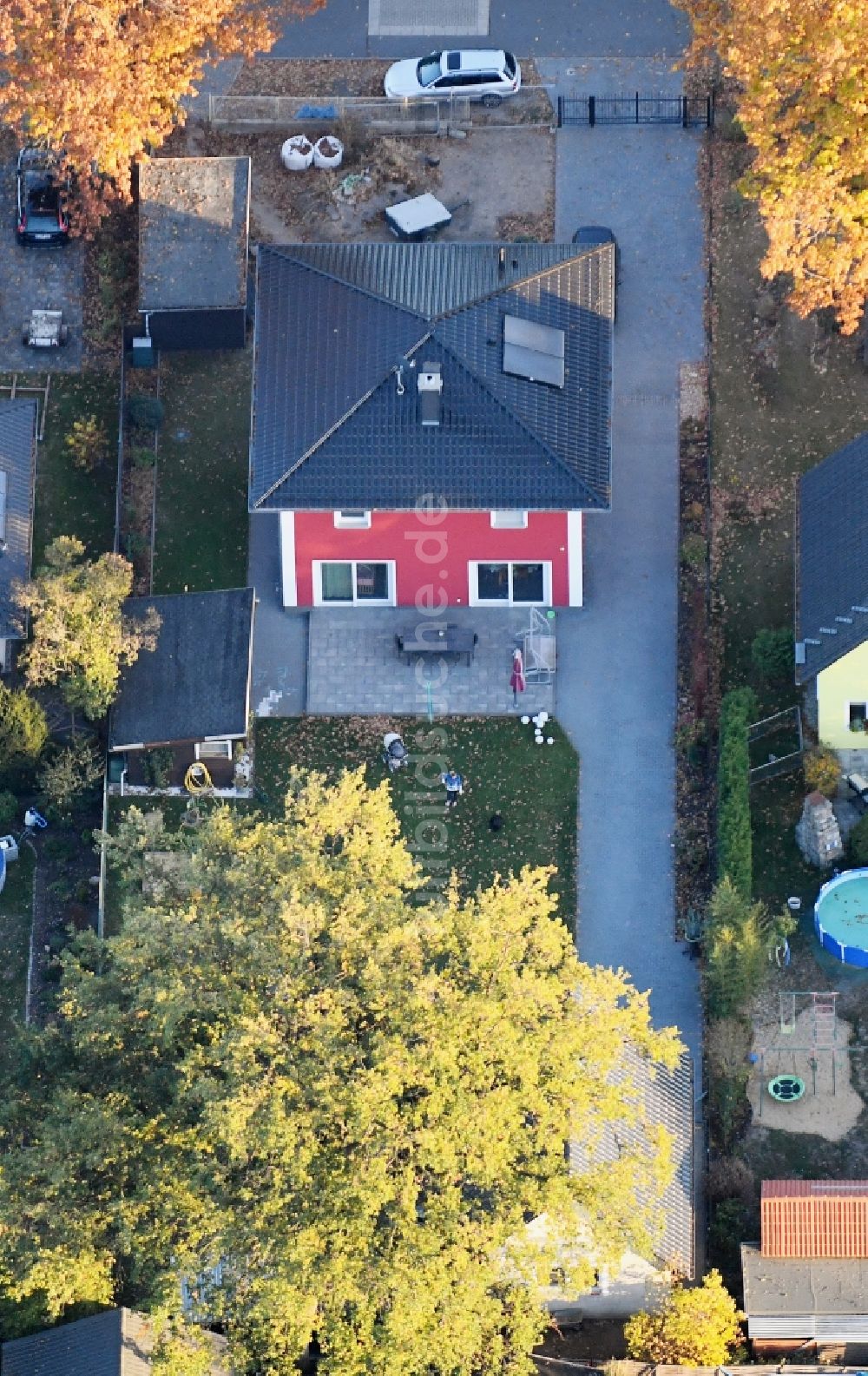 Luftaufnahme Fredersdorf-Vogelsdorf - Wohngebiet einer Einfamilienhaus- Siedlung Richard-Wagner-Straße in Fredersdorf-Vogelsdorf im Bundesland Brandenburg