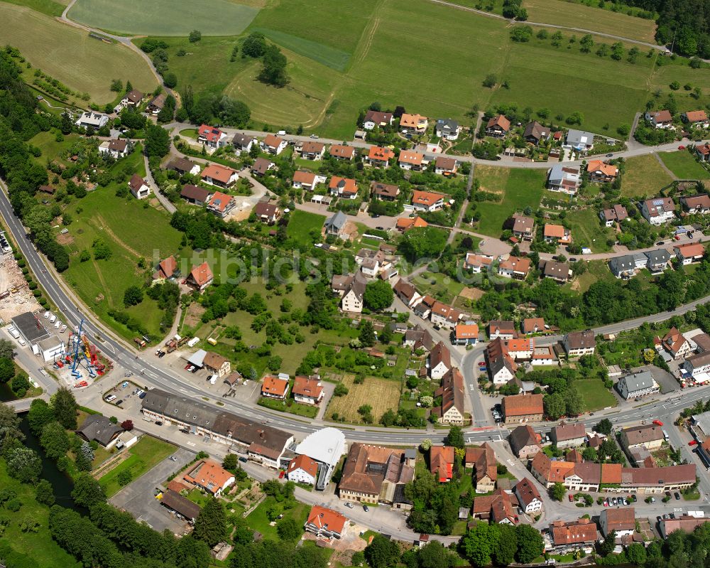 Rohrdorf von oben - Wohngebiet einer Einfamilienhaus- Siedlung in Rohrdorf im Bundesland Baden-Württemberg, Deutschland