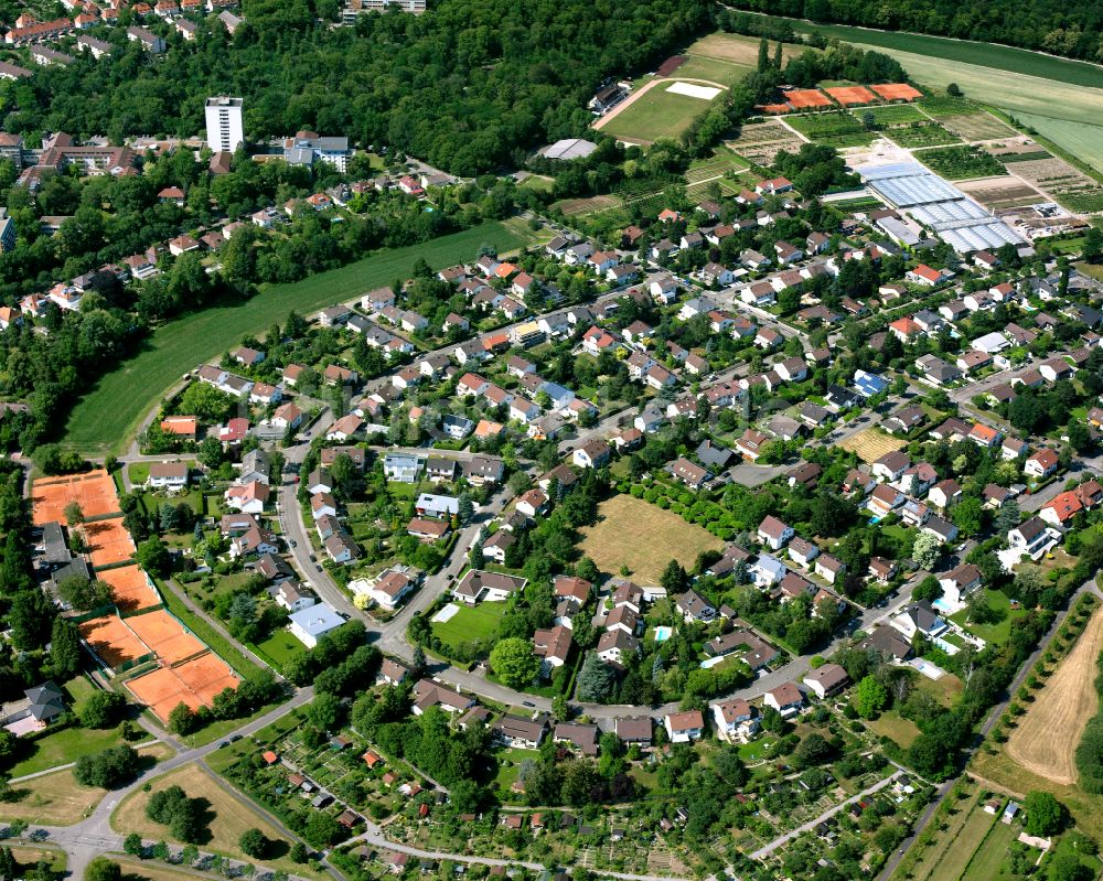 Rüppurr aus der Vogelperspektive: Wohngebiet einer Einfamilienhaus- Siedlung in Rüppurr im Bundesland Baden-Württemberg, Deutschland