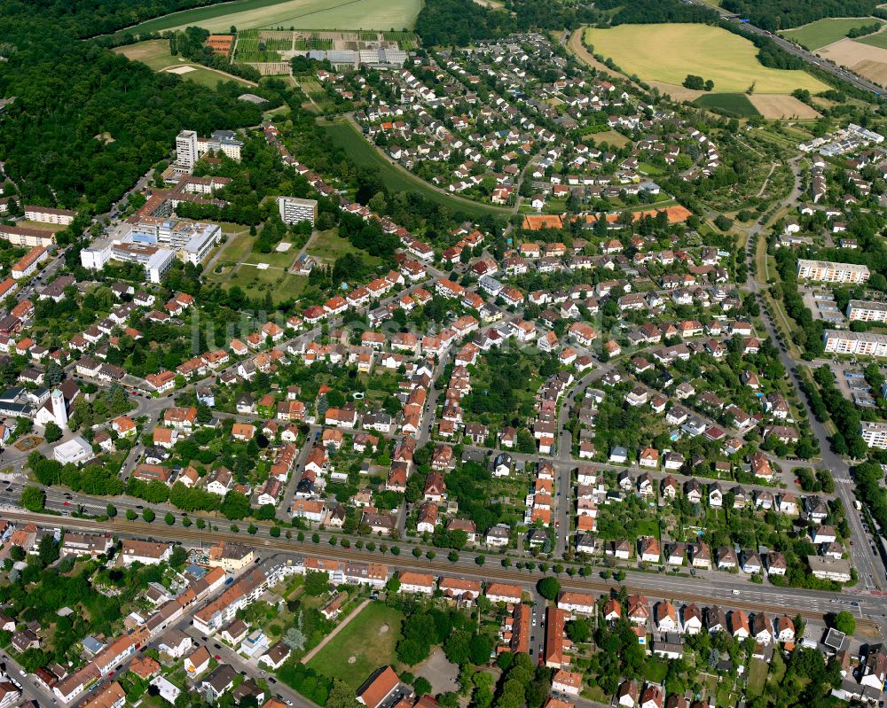 Rüppurr aus der Vogelperspektive: Wohngebiet einer Einfamilienhaus- Siedlung in Rüppurr im Bundesland Baden-Württemberg, Deutschland