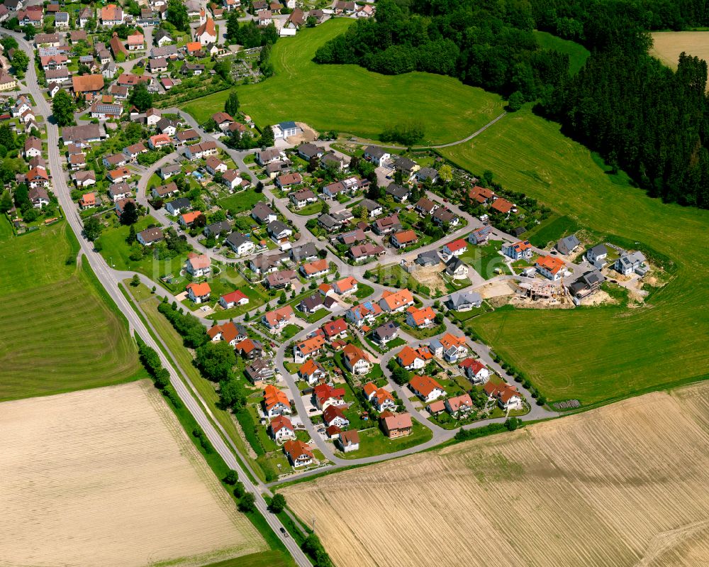 Luftaufnahme Schweinhausen - Wohngebiet einer Einfamilienhaus- Siedlung in Schweinhausen im Bundesland Baden-Württemberg, Deutschland