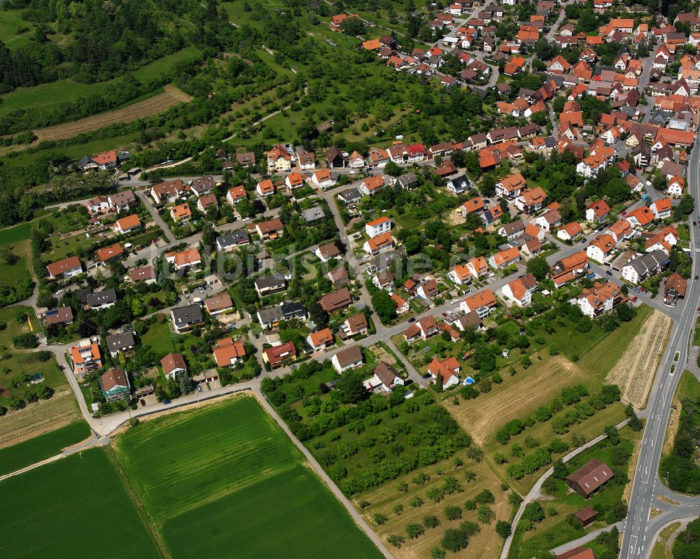 Simmozheim von oben - Wohngebiet einer Einfamilienhaus- Siedlung in Simmozheim im Bundesland Baden-Württemberg, Deutschland