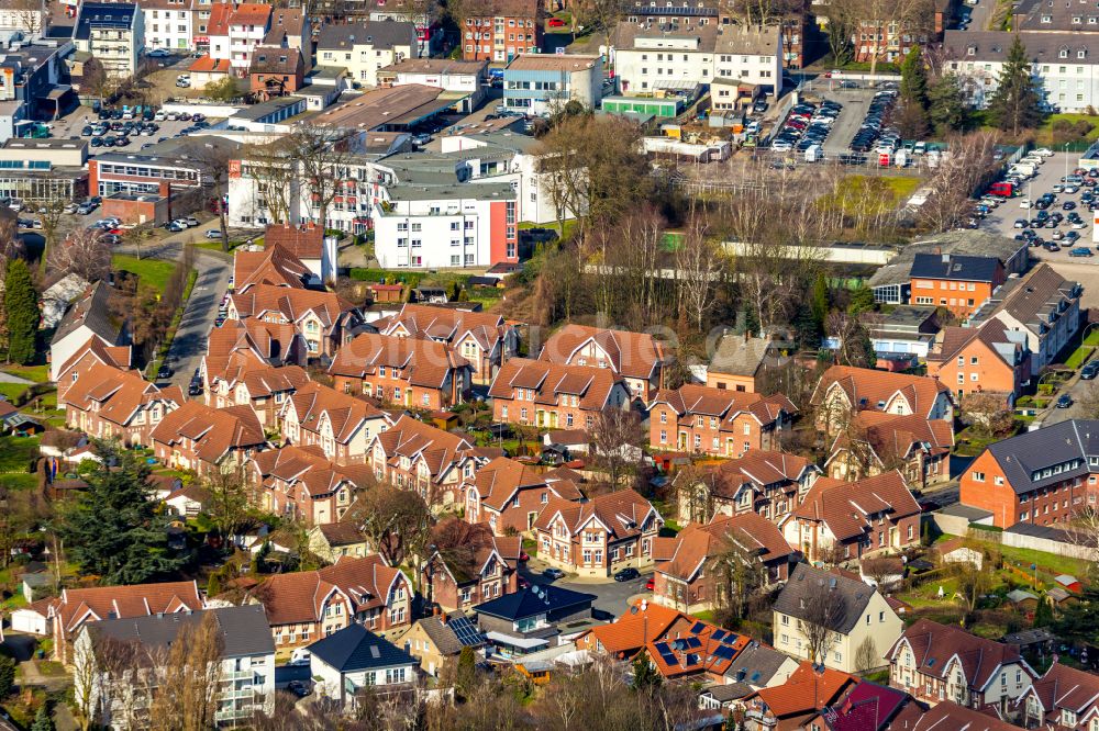 Luftbild Stadtmitte - Wohngebiet einer Einfamilienhaus- Siedlung in Stadtmitte im Bundesland Nordrhein-Westfalen, Deutschland