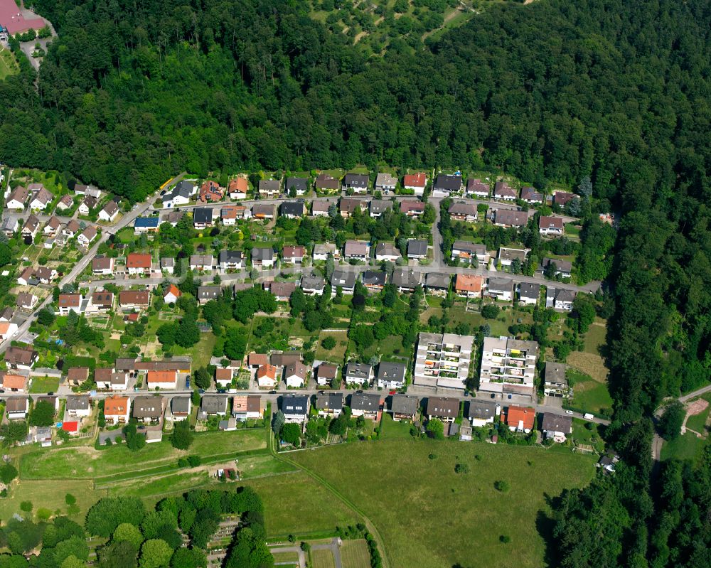 Stupferich aus der Vogelperspektive: Wohngebiet einer Einfamilienhaus- Siedlung in Stupferich im Bundesland Baden-Württemberg, Deutschland