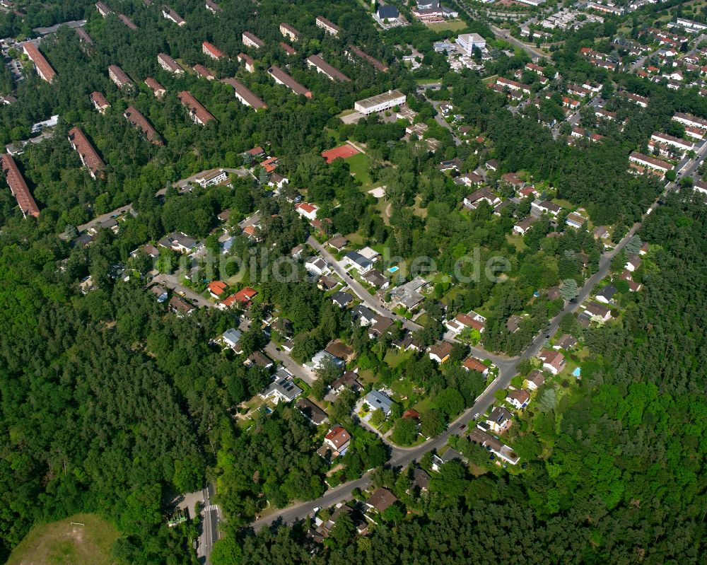 Luftbild Karlsruhe - Wohngebiet einer Einfamilienhaus- Siedlung an der Theodor-Heuss-Allee in Karlsruhe im Bundesland Baden-Württemberg, Deutschland