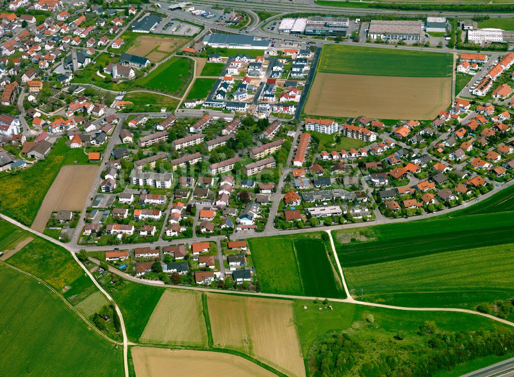 Tomerdingen von oben - Wohngebiet einer Einfamilienhaus- Siedlung in Tomerdingen im Bundesland Baden-Württemberg, Deutschland