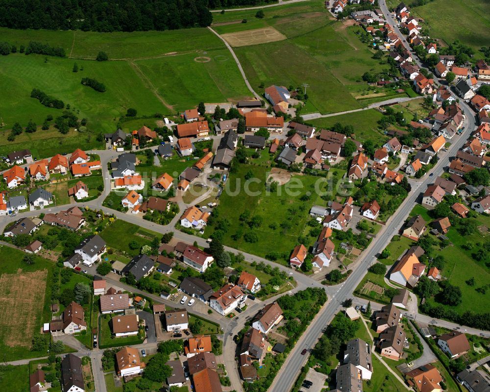 Unterhaugstett von oben - Wohngebiet einer Einfamilienhaus- Siedlung in Unterhaugstett im Bundesland Baden-Württemberg, Deutschland