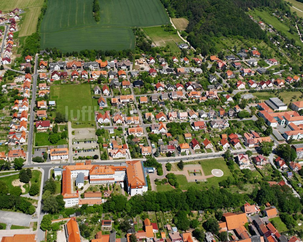 Luftaufnahme Worbis - Wohngebiet einer Einfamilienhaus- Siedlung in Worbis im Bundesland Thüringen, Deutschland