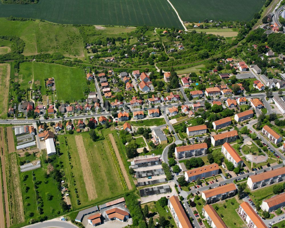 Worbis von oben - Wohngebiet einer Einfamilienhaus- Siedlung in Worbis im Bundesland Thüringen, Deutschland