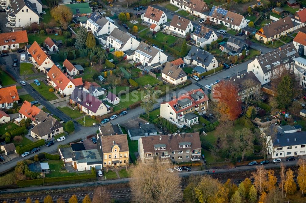 Luftaufnahme Witten - Wohngebiet einer Einfamilienhaus- Siedlung Ziegelstraße Dirschauer Straße- in Witten im Bundesland Nordrhein-Westfalen, Deutschland