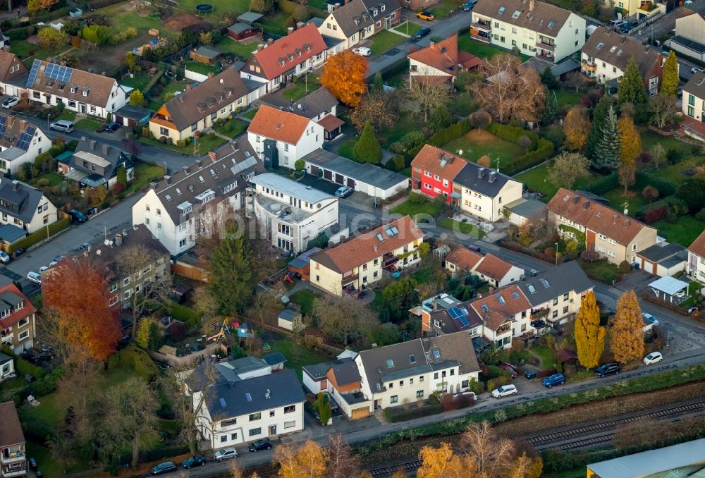 Witten von oben - Wohngebiet einer Einfamilienhaus- Siedlung Ziegelstraße Dirschauer Straße- in Witten im Bundesland Nordrhein-Westfalen, Deutschland